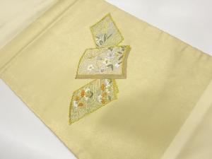 引箔蘇州刺繍かるたに花々模様名古屋帯